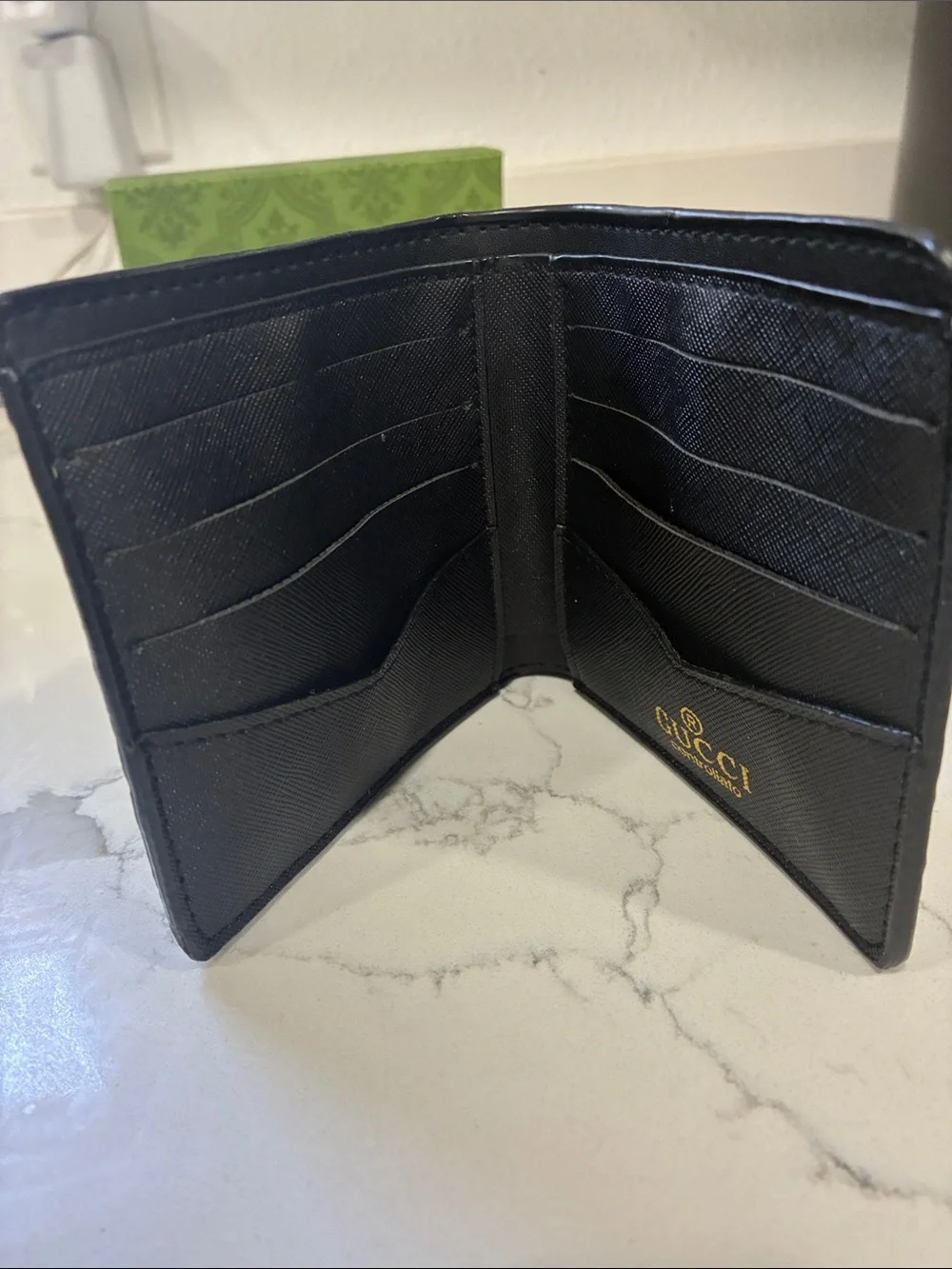 Gucci Black Embossed GG Leather Card Holder Wallet